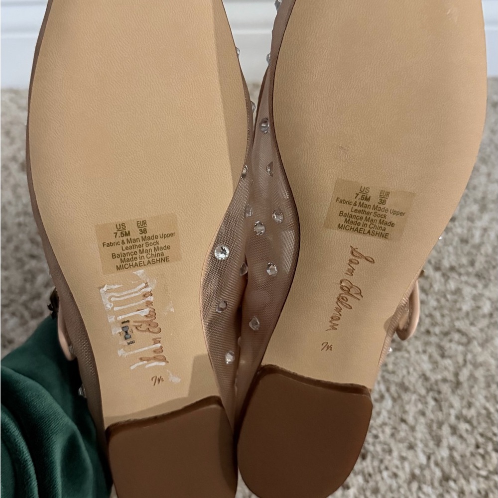 Sam Edelman Tan Rhinestone Mary Jane Flats - Picture 6 of 6